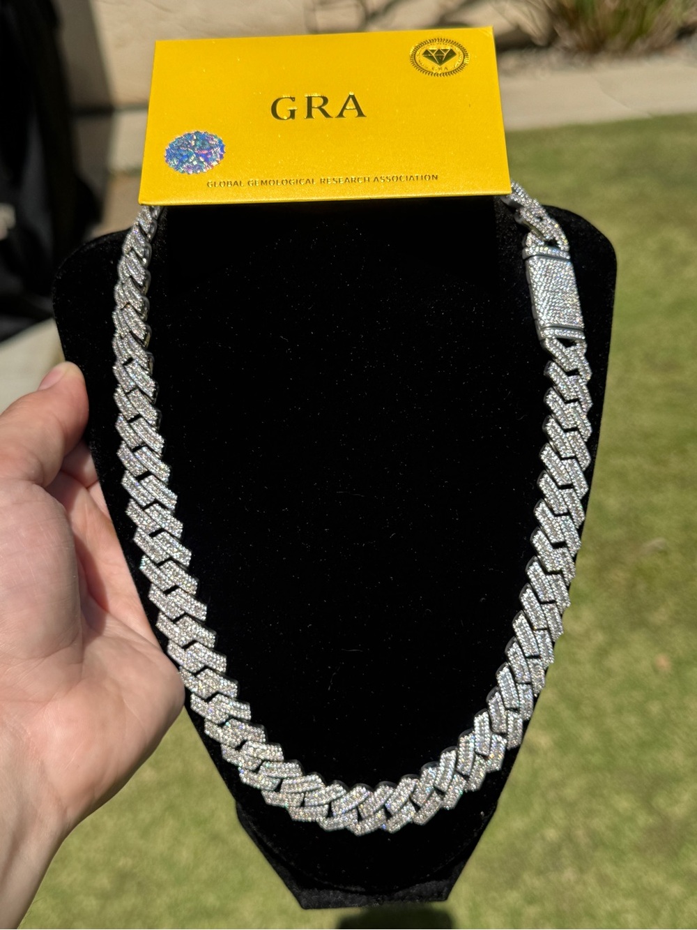 15MM VVS D Moissanite Baguette Square Cut Cuban Chain S925 Stamped
